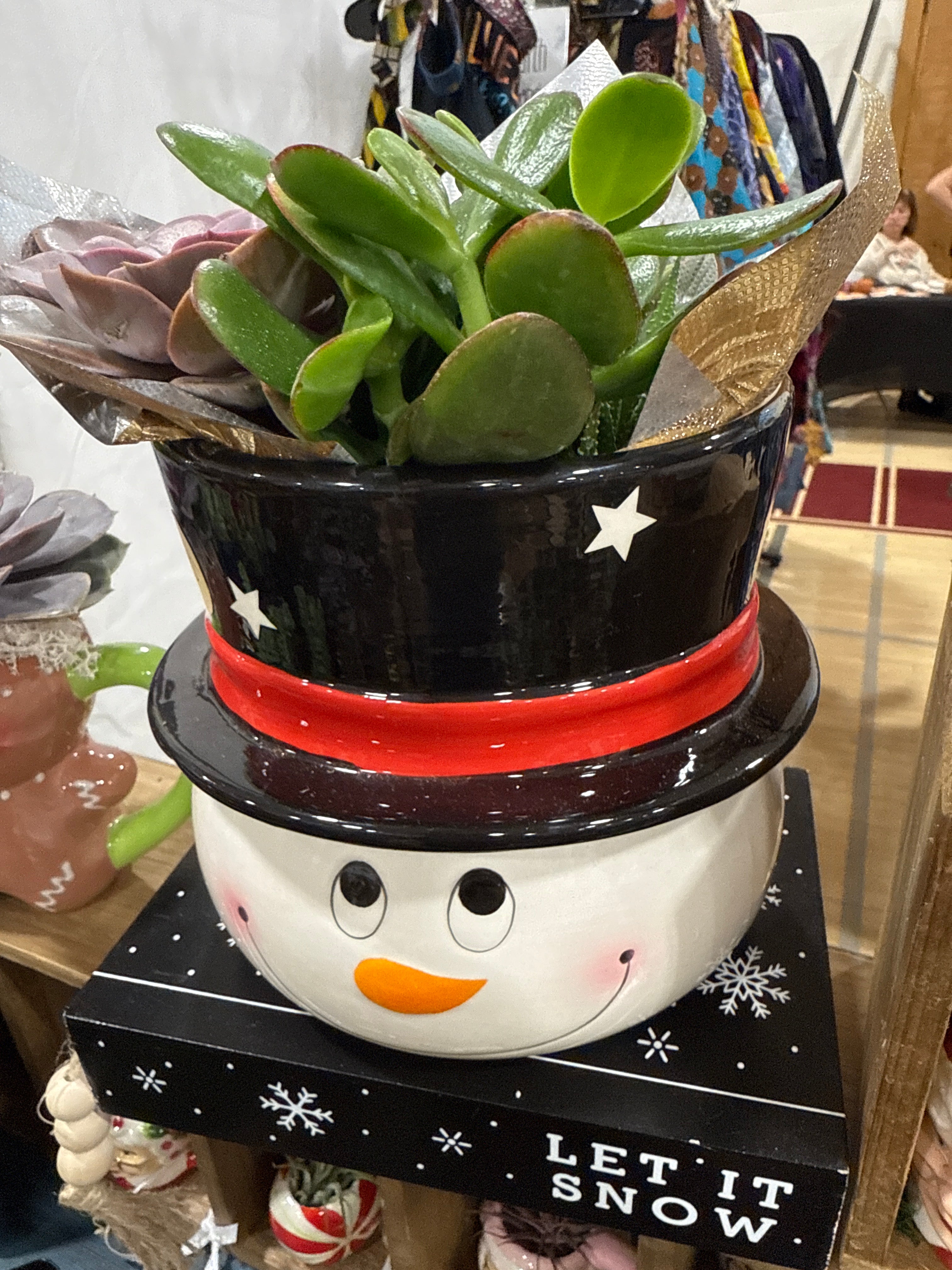 christmas succulent pot Frosty The Snowman Succulent Planter and Let it Snow Planter Stand Com – mysucculentshop