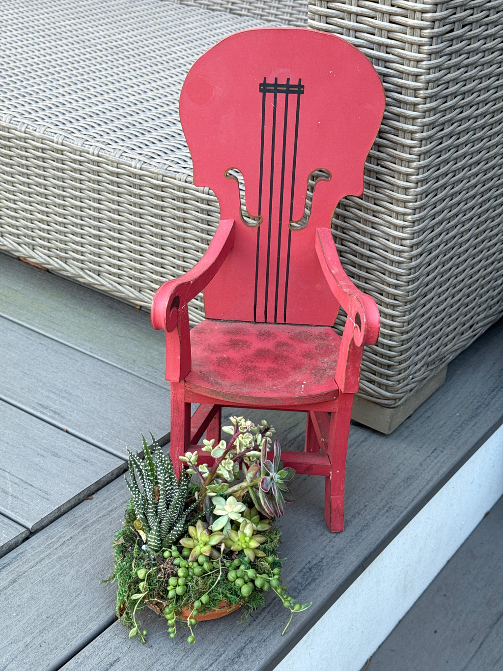Musical Instrument Mini Chair succulent arrangement