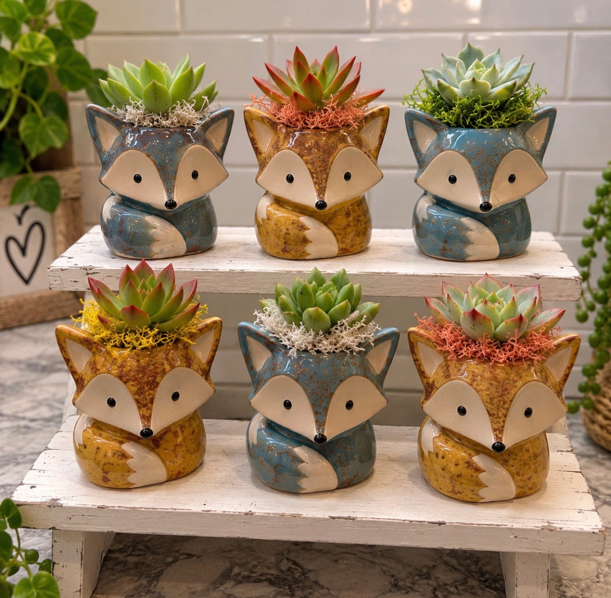 Large Ceramic Fox Succulent Planter - Surprise Color