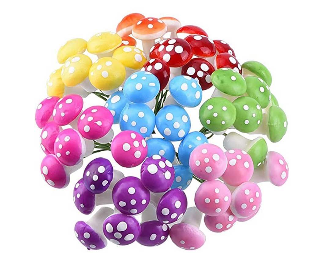 Fairy Garden Mushrooms Mix Colors- Pack of 15